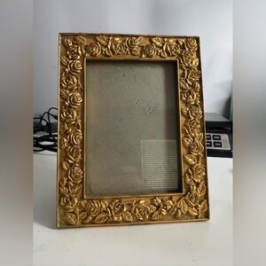 Vintage Gold Rose Floral Picture Frame Ornate 5x7 Style Tabletop Decor